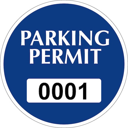 Lustre-Cal Vinyl Permanent Parking Permit Dark Blue 3in x 3in  Circle Serialized 001-050, 50PK 253748PvWh1BdDi0001